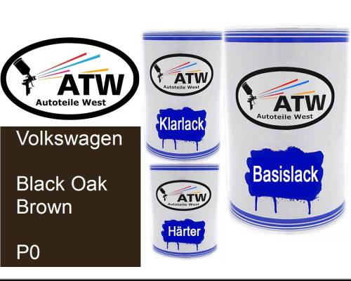 Volkswagen, Black Oak Brown, P0: 500ml Lackdose + 500ml Klarlack + 250ml Härter - Set, von ATW Autoteile West.